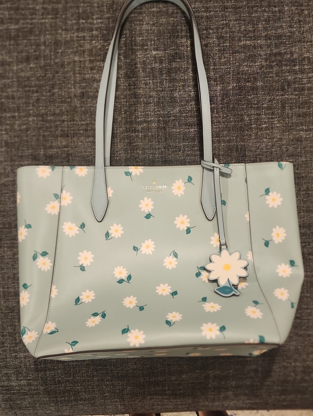 kate spade pastel mint daisy-print tote
